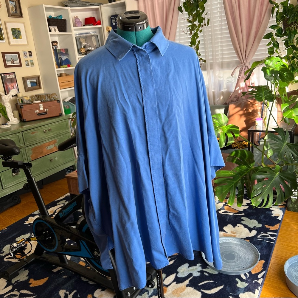 ASOS oversize box shirt dress large blue